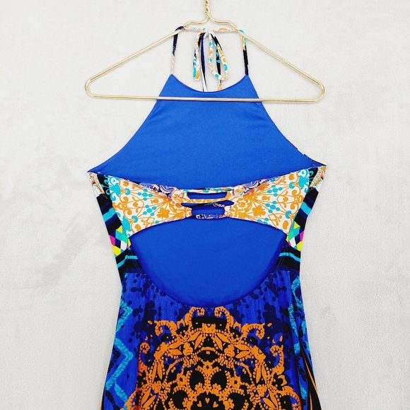 Boutique Blue Gorgeous Medallion Exotic Print Maxi Dress P2436 - Picture 8 of 11